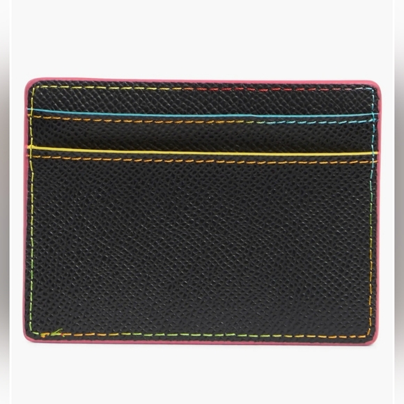Kurt Geiger Richmomd Black Card Holder with Multicolor Stitching, NWT - Picture 2 of 3